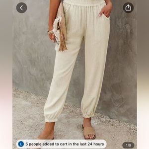 Crème ruched joggers